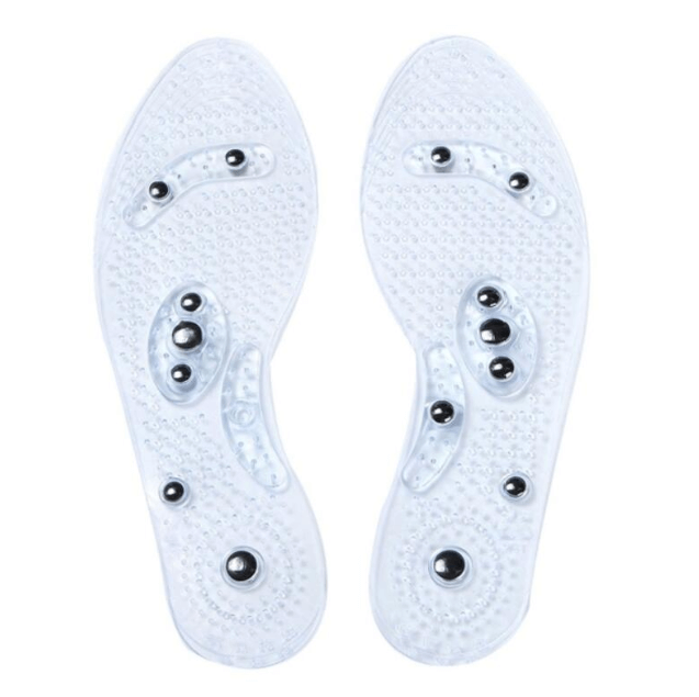 pair of magnetic clear gel insoles