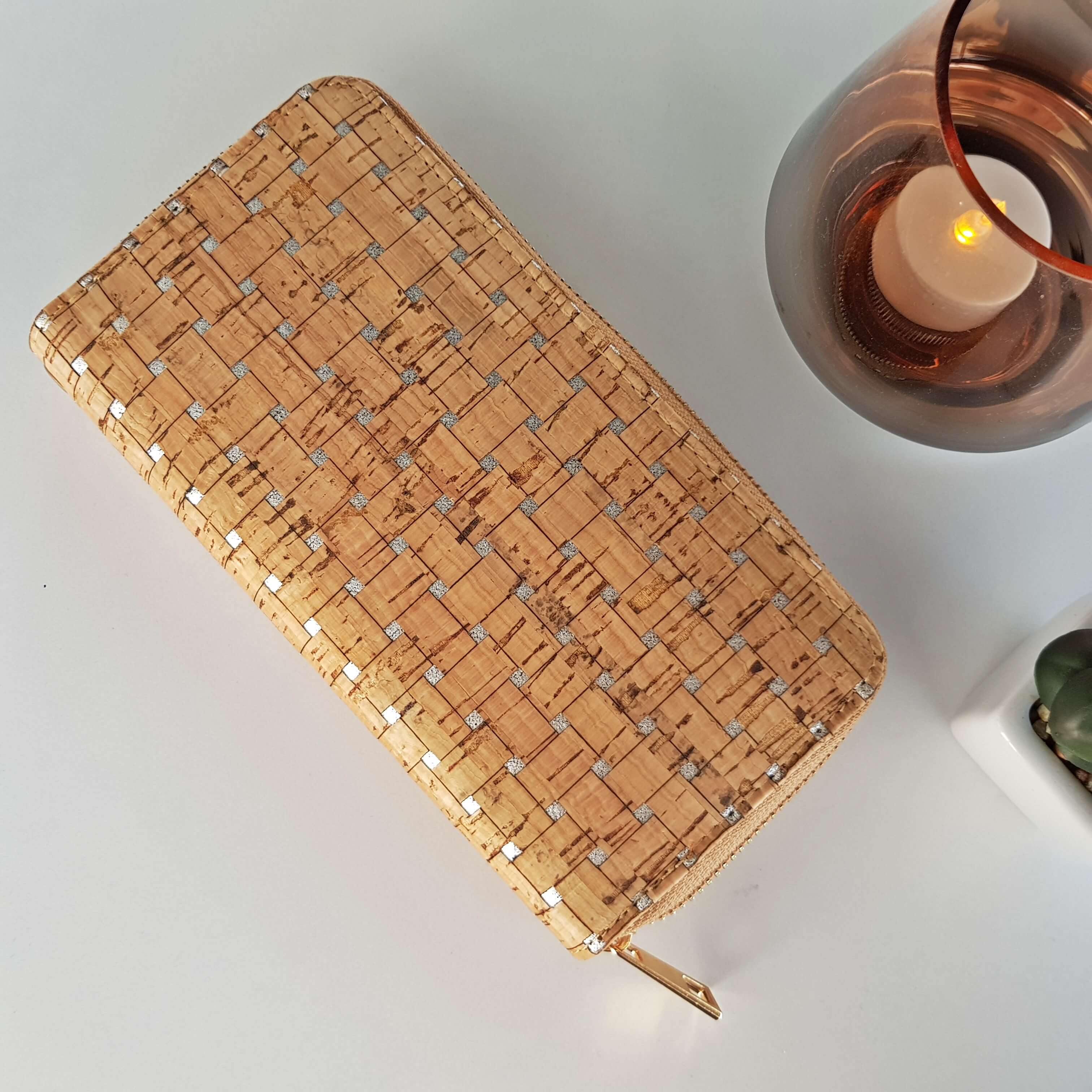 Silver Cork Hard Wallet