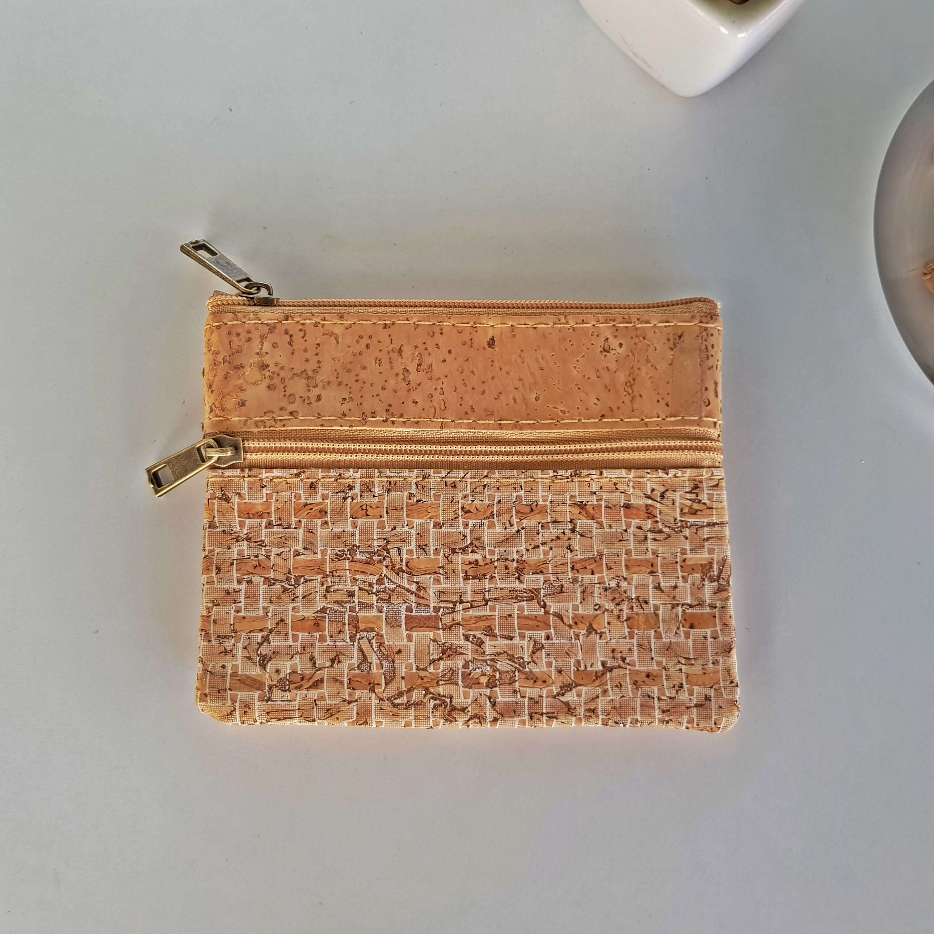 White Grid Coin Cork Wallet