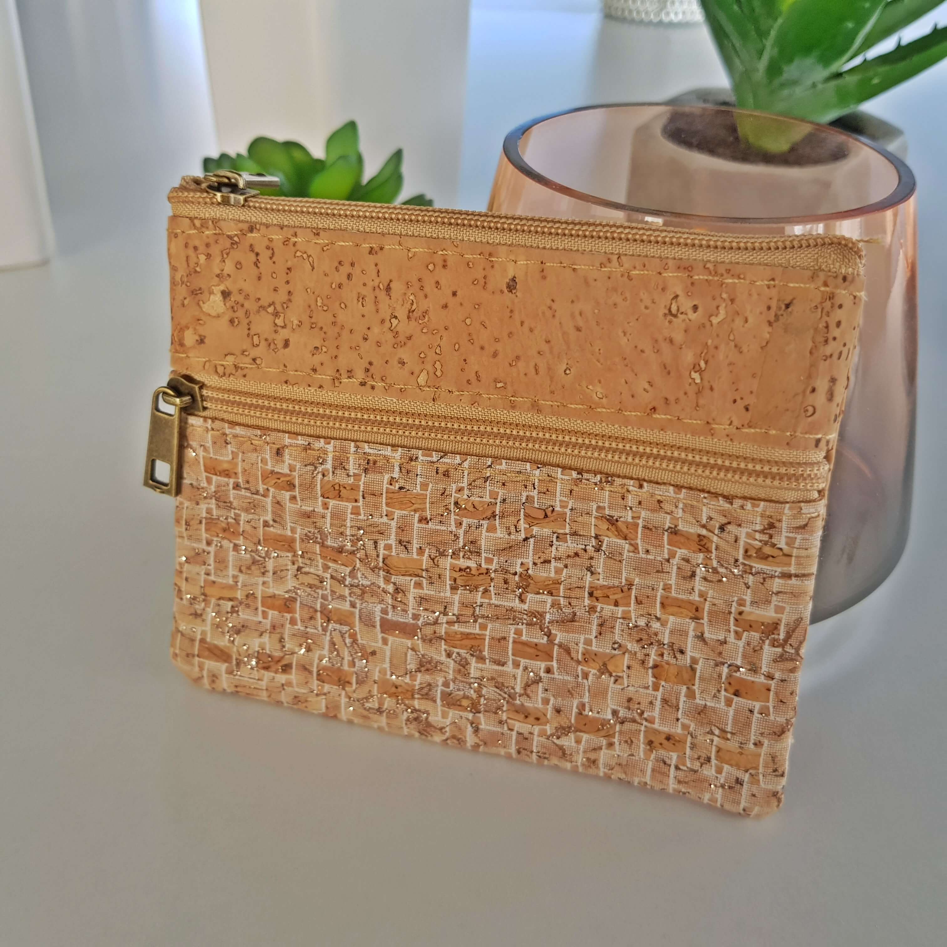 White Grid Coin Cork Wallet