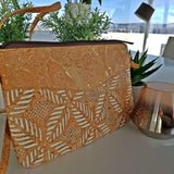 Cork Vegan Leather Cross-body Bag - Leaf Pattern