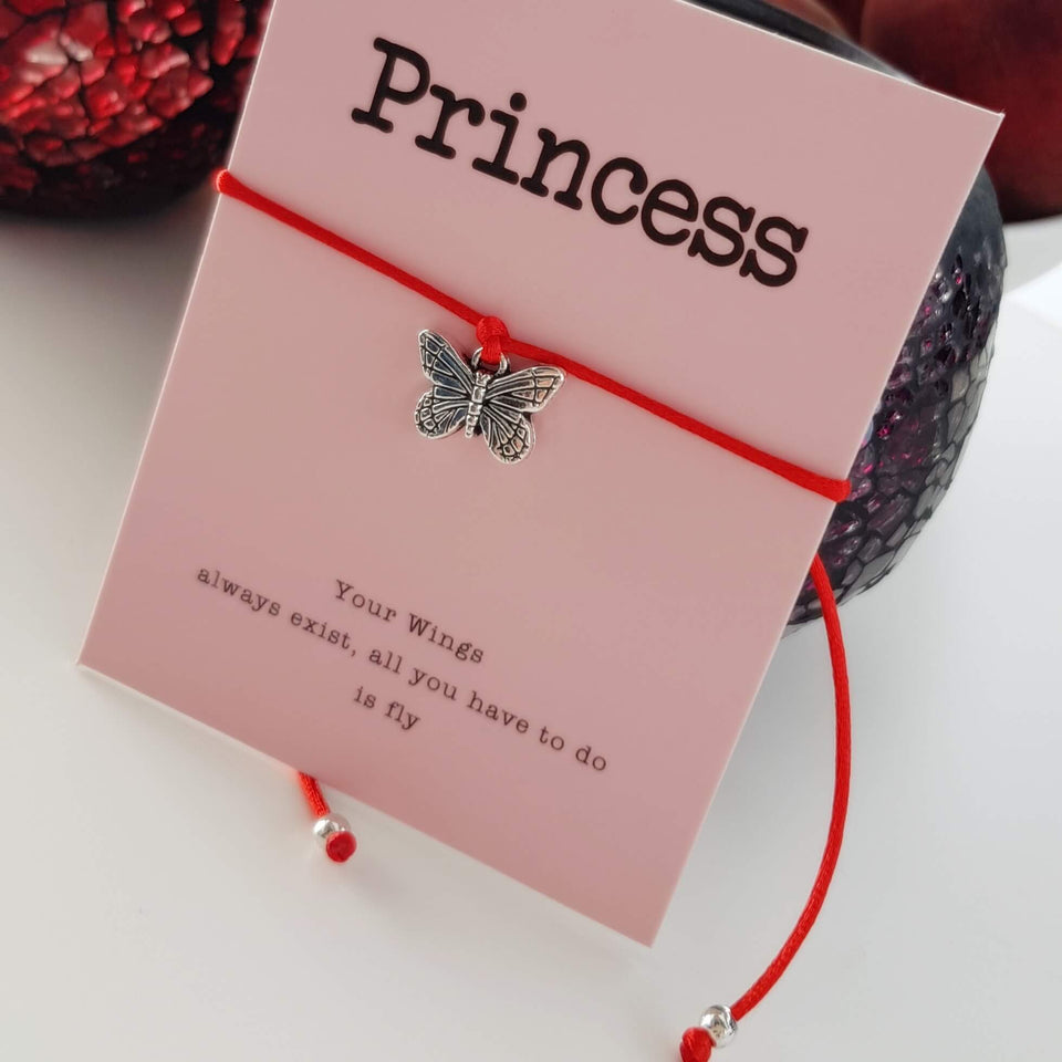 Princess Butterfly Charm Card Bracelet