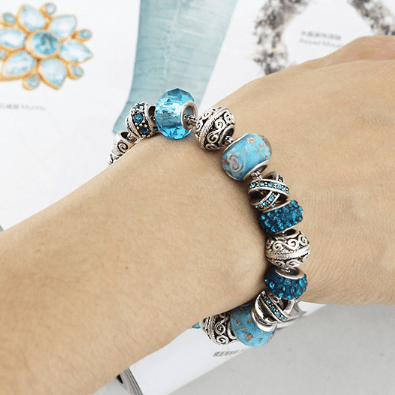 Blue Crystal Charm Bracelet