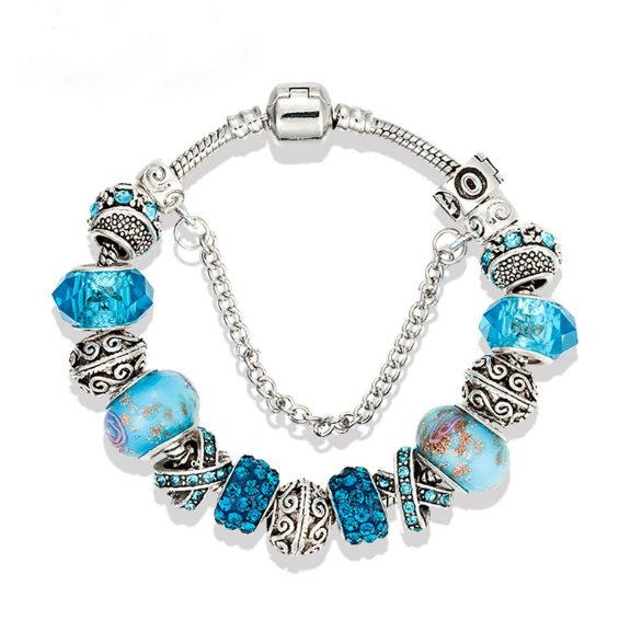 Blue Crystal Charm Bracelet