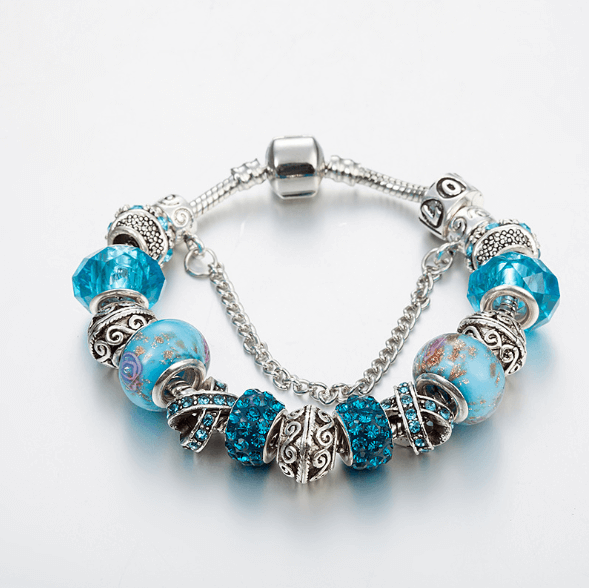 Blue Crystal Charm Bracelet