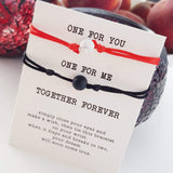 Lava Stone Card Bracelet Duo one red one black string