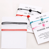 Back of Red string and black string natural stone pair of bracelets