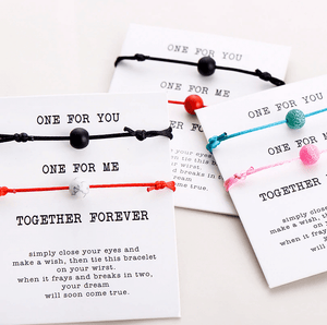 Red string and black string natural stone pair of bracelets