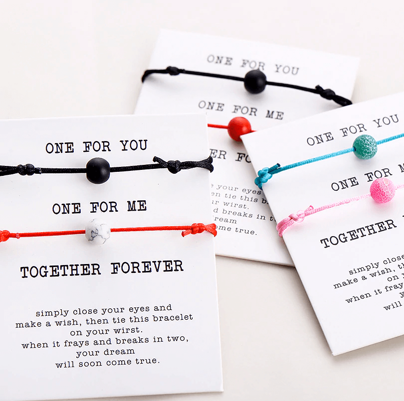 Red string and black string natural stone pair of bracelets