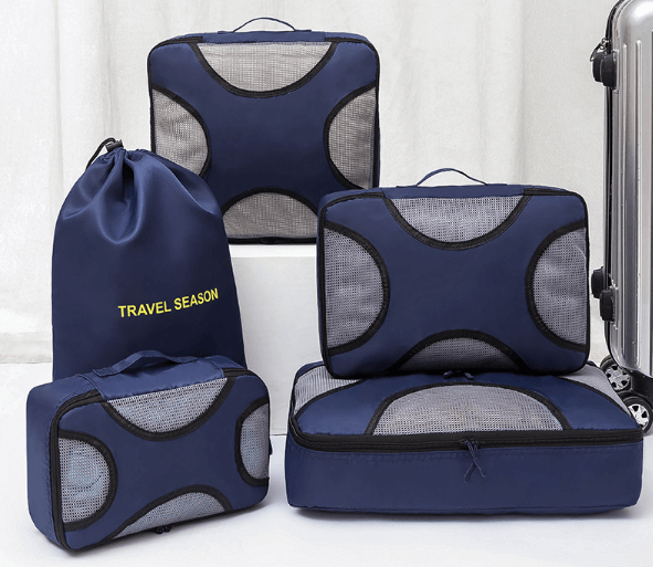 Travel packing set in blue