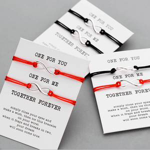 One for you one for me red string card bracelet