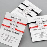 One for you one for me red string card bracelet