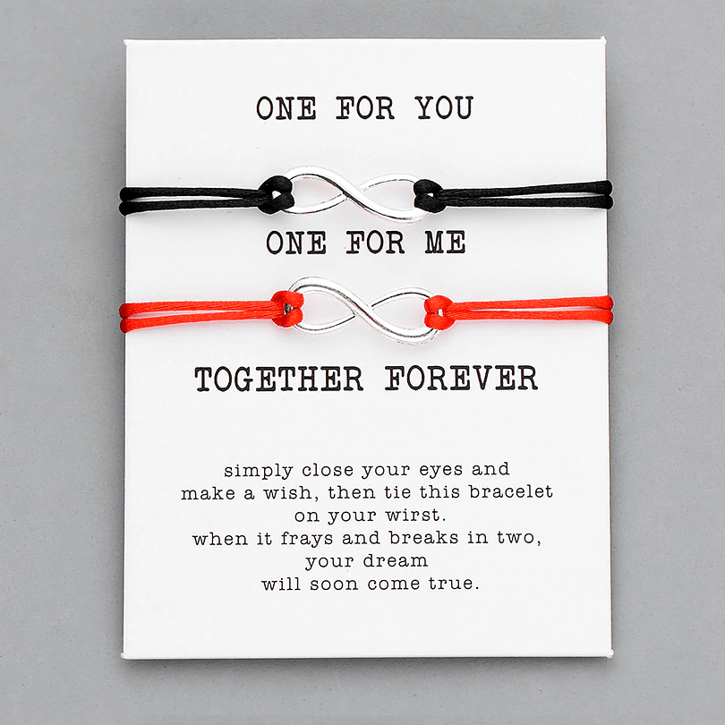 One for you one for me thank you card bracelet