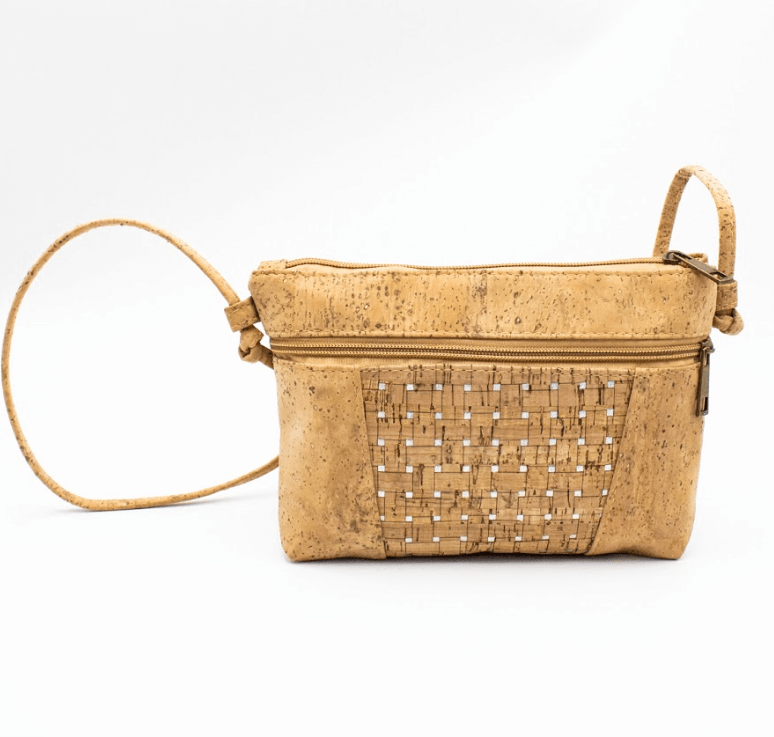 Silver Grid Natural Cork Crossbody bag