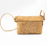 Silver Grid Natural Cork Crossbody bag