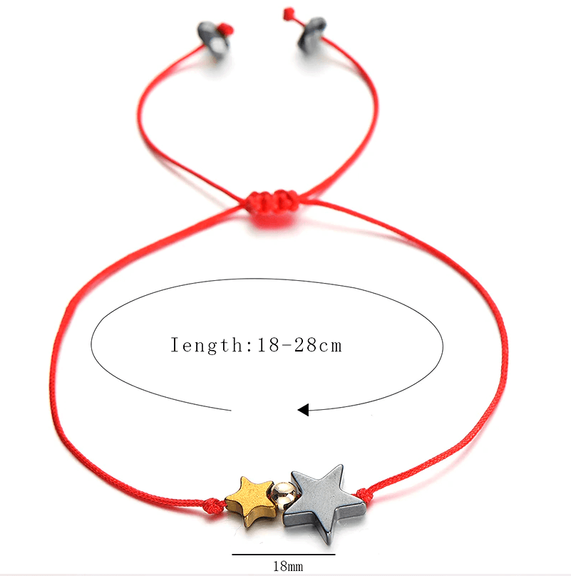 Gold And Black Hematite Double Star Friendship Card Bracelet