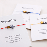 Gold And Black Hematite Double Star Friendship Card Bracelet