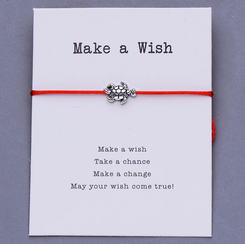 Make a wish res string bracelet with a turtle charm